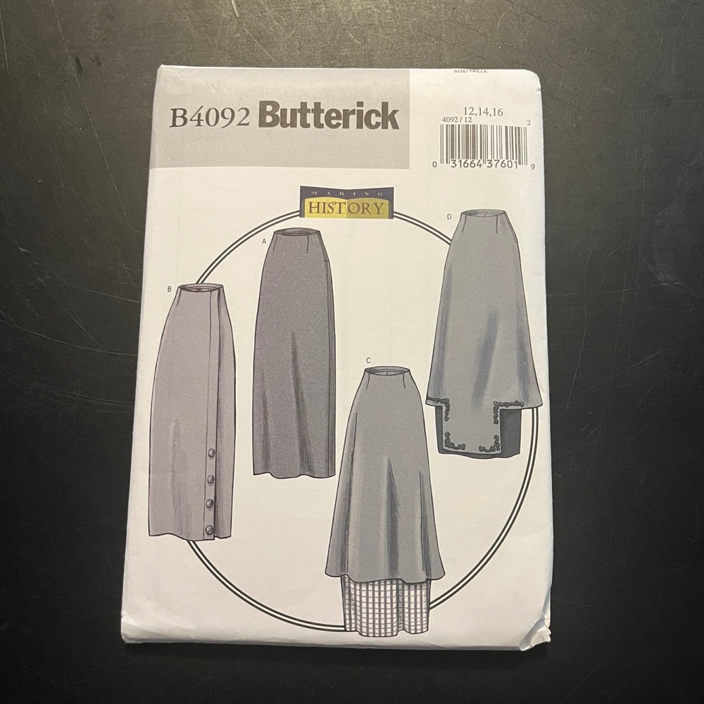 Butterick B4092 Making History 1914 Basque Skirt Sewing Pattern Size 12-16